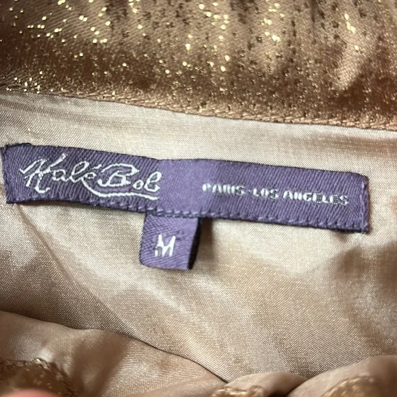 Hale Bob metallic gold halter top with bow tie Sz M - Picture 9 of 13